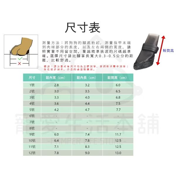 小型款 寵物橡膠底雨鞋