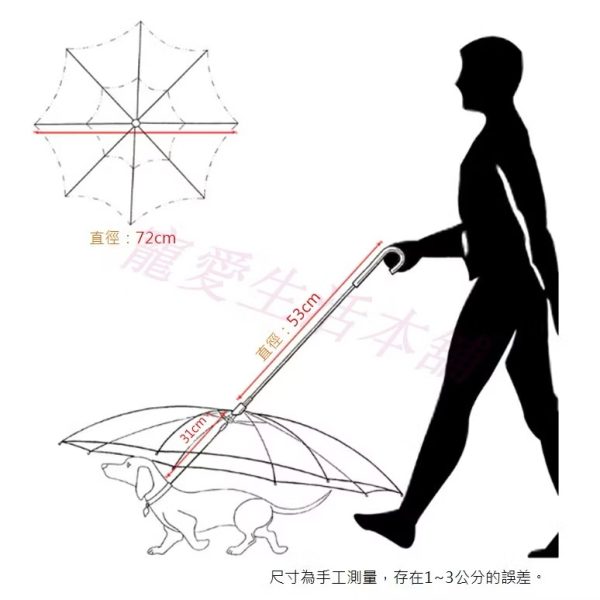 新型可拆式寵物鏈條牽繩雨傘